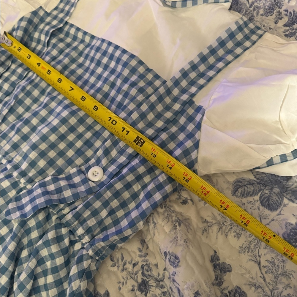 Dorothy Blue Gingham Pinafore Dress costume with wig - Picture 6 of 9